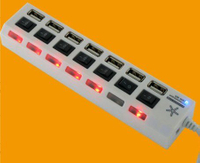 USB 2.0 7 Ports Hub with Switch for Each Port Style No. Hub-712