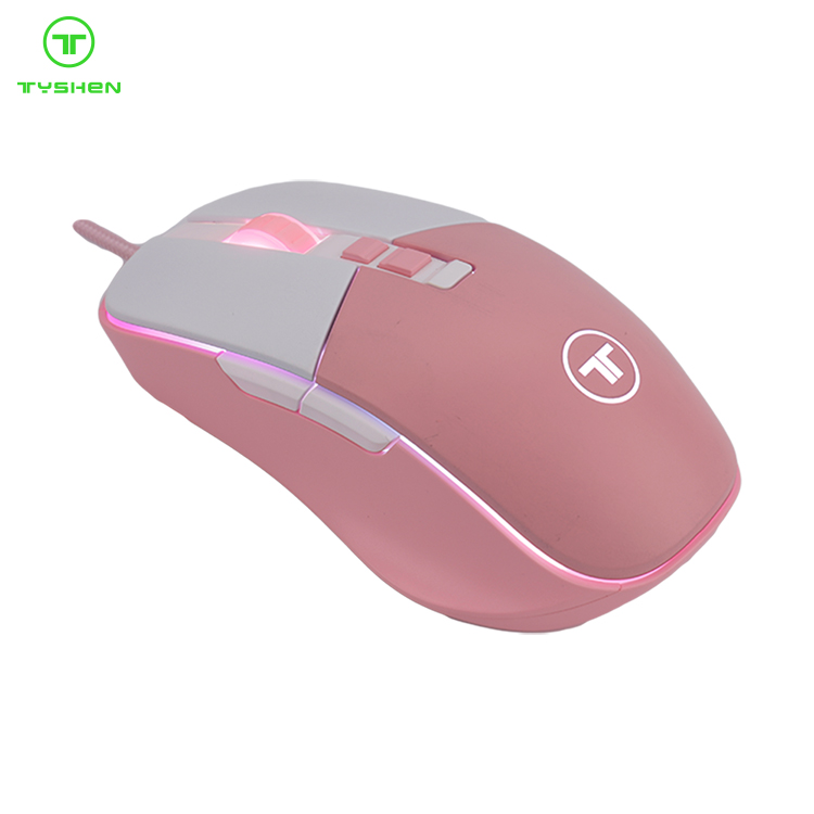 Computer Wired USB Port 8d 7200 Dpi Pink RGB Gaming Mouse Wired Pink RGB Gamer Mouse