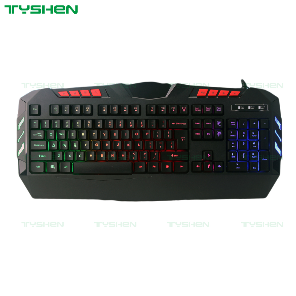 OEM One Color led light Rainbow Gaming Keyboard usb gamer wired Backlighted computer keyboards with PVC Braided cable