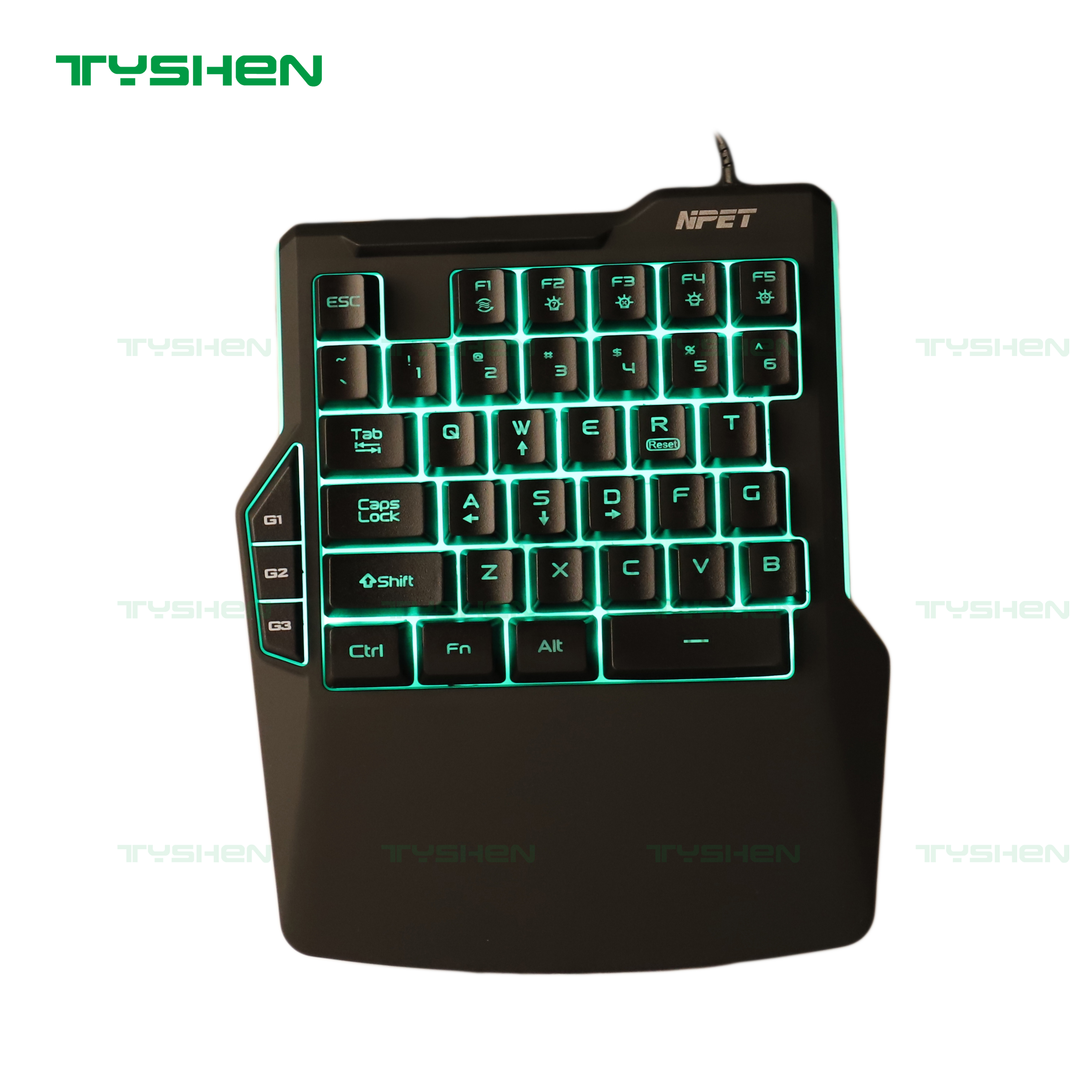 One-Hand Gaming Keyboard,3 Keys Programmable,RGB Lighting