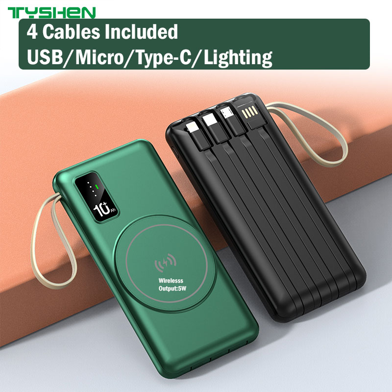 Magsefe&Wired 2 in 1 Power Bank with 4 Cables&Flash Light